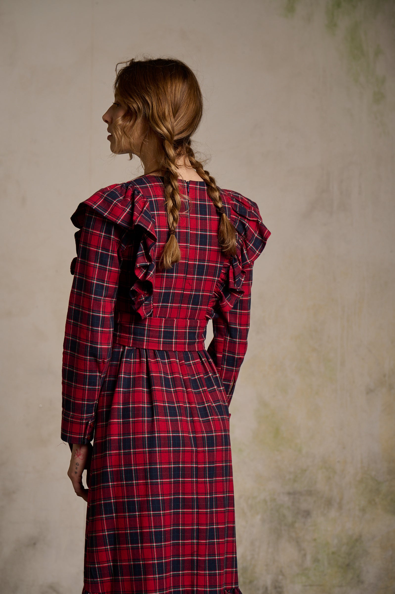 Vestido Graciela azul/rojo