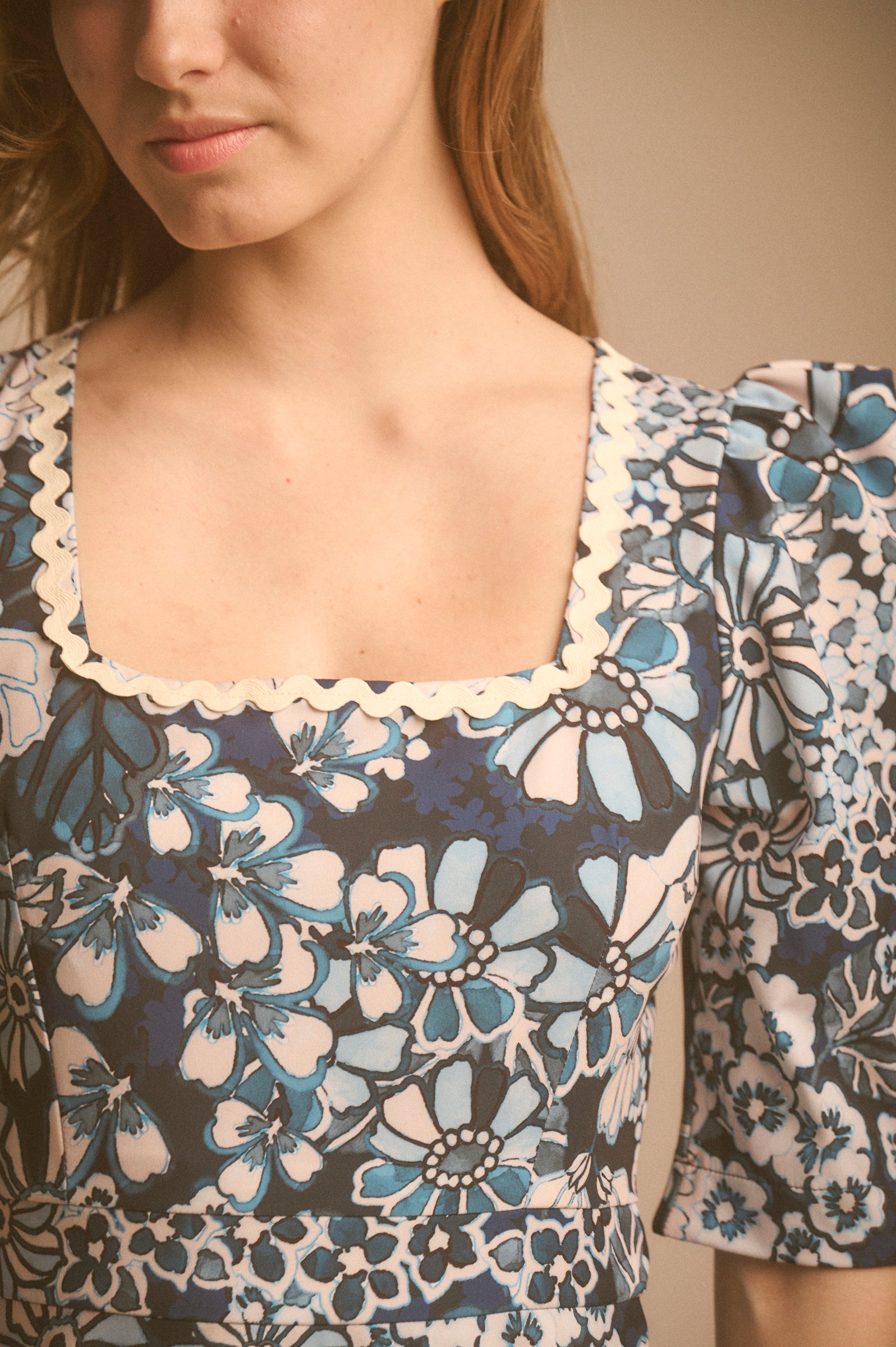 Vestido Azucena floral azul