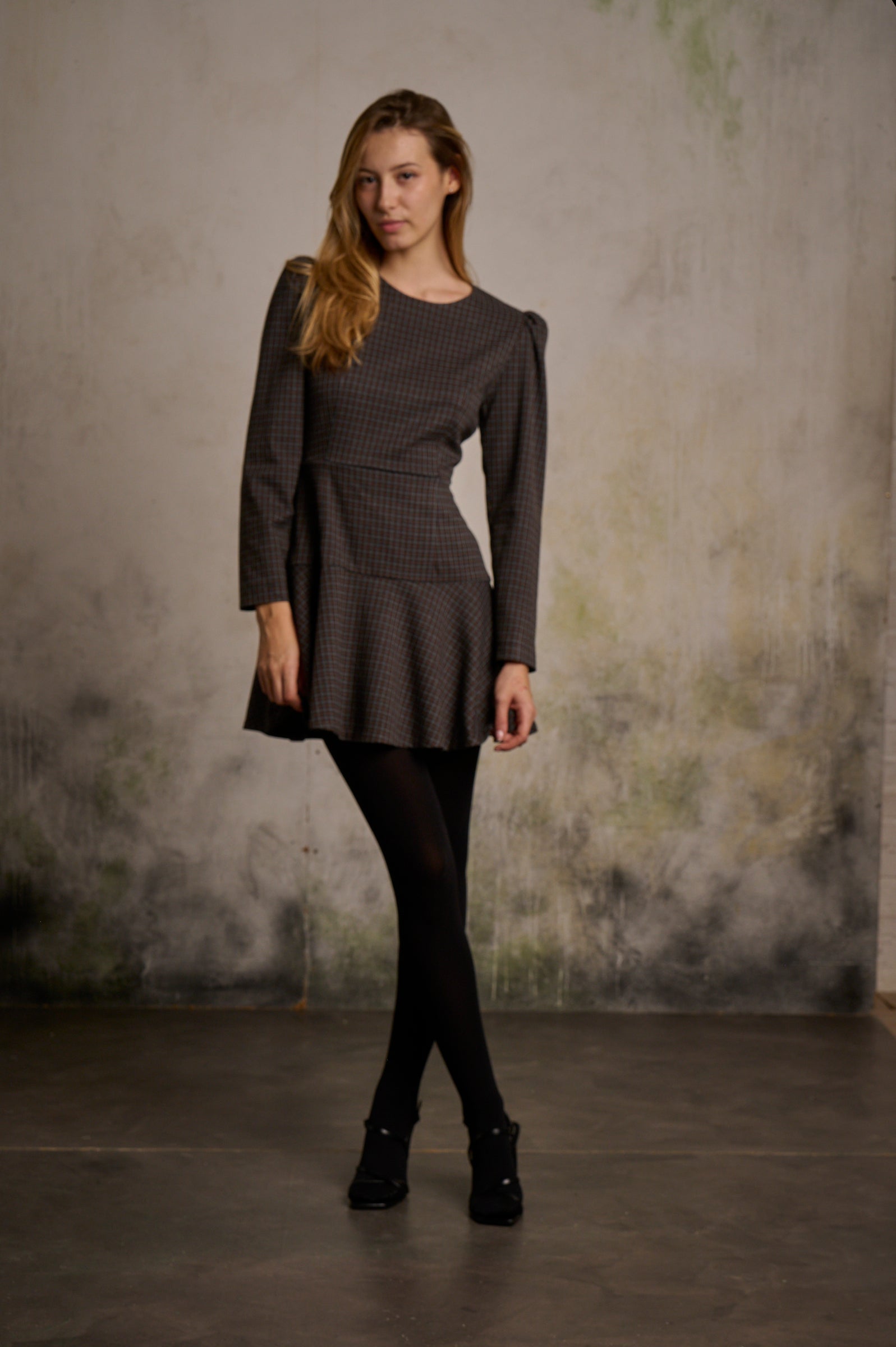 Vestido Aurora cuadro pequeño